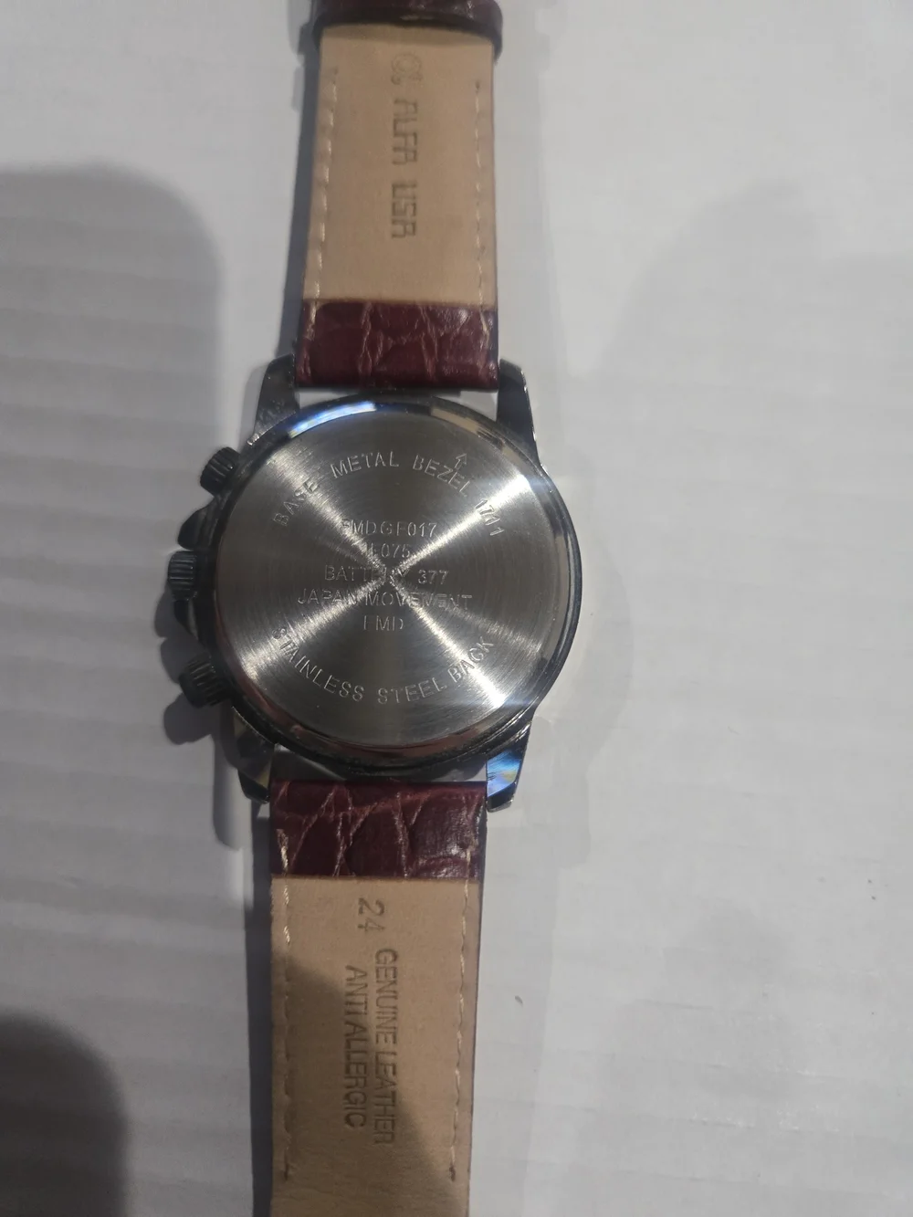 Men's Chronograph Dress Watch with Burgundy Leather Strap